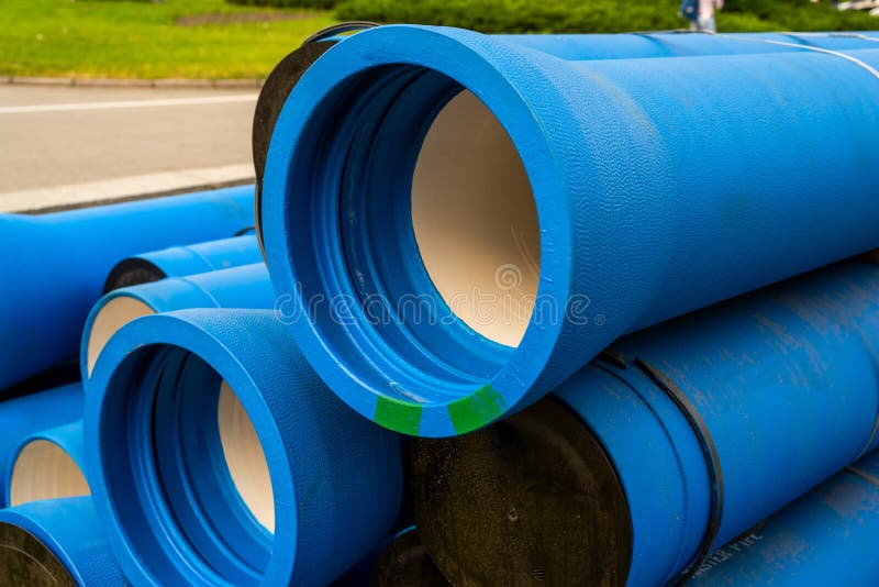 Large blue water pipes for water