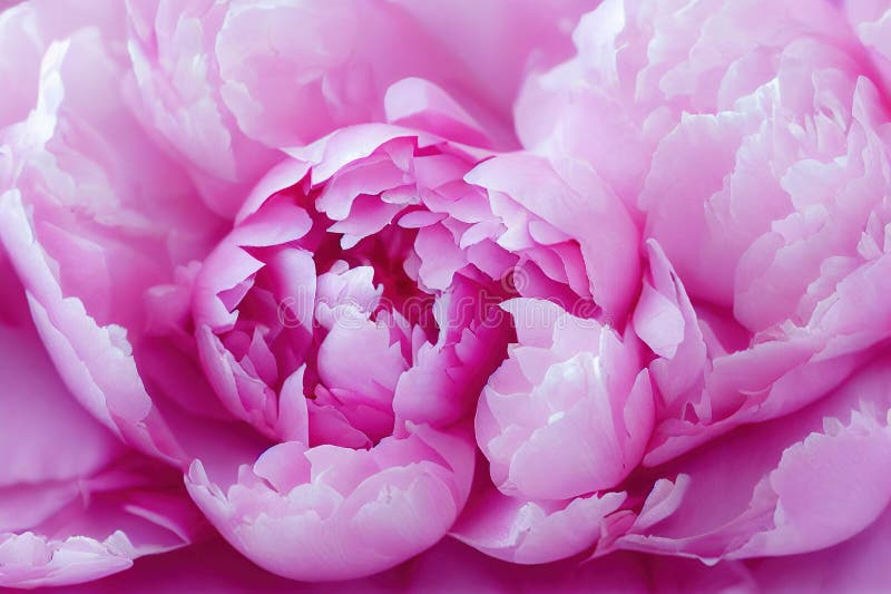 Large Bud of Core of Pink Peon Flower in Light. Stock Illustration