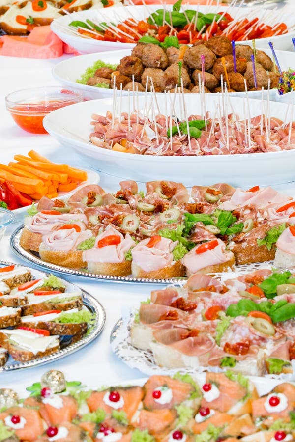 Large Buffet with a Wonderful Selection of Dishes Stock Photo - Image