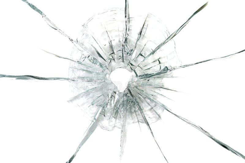 Large bullet hole in glass background royalty free stock photo