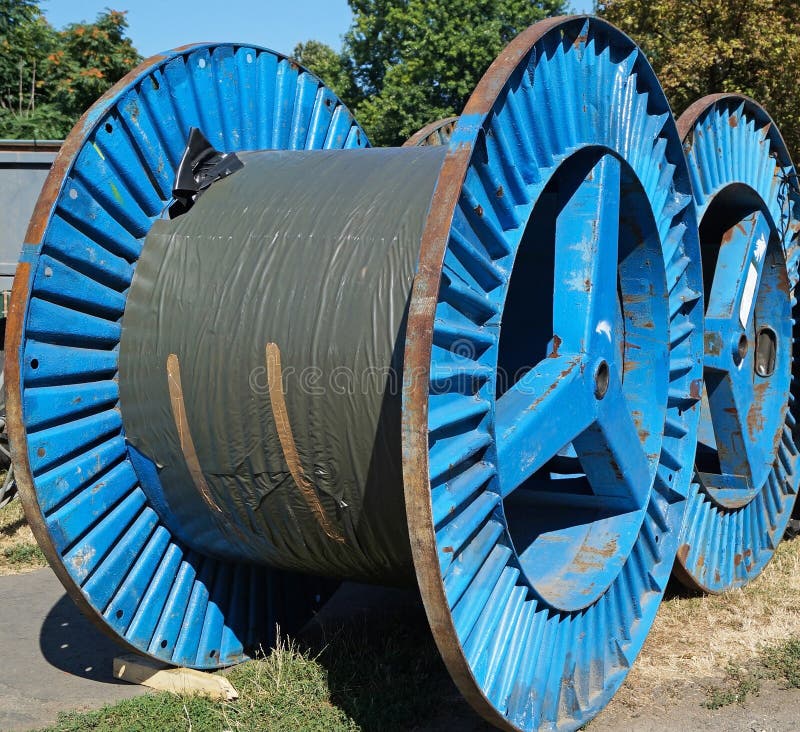 Large Cable Reels & Huge Crane Stock Photo Image of equipment, harbor
