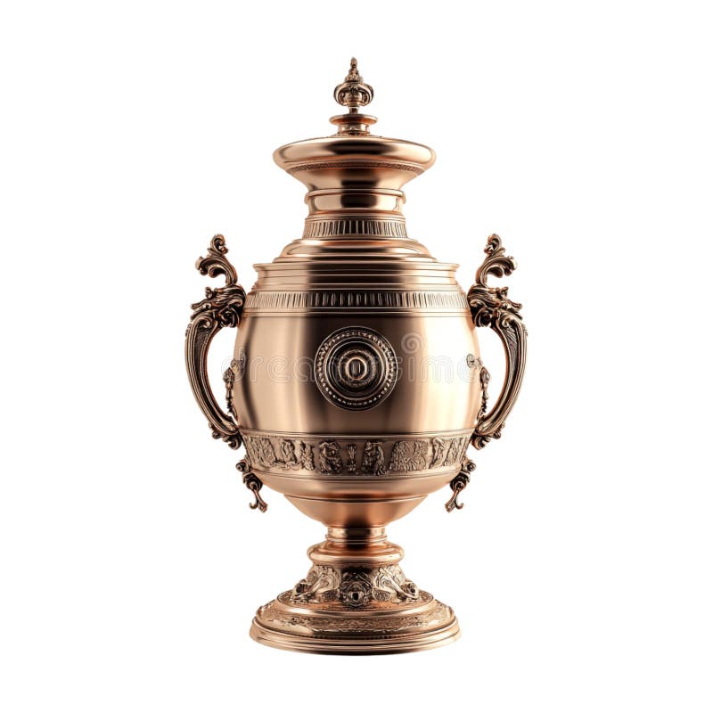 Large cast bronze brass copper Vase on Transparent Background - royalty free illustration.