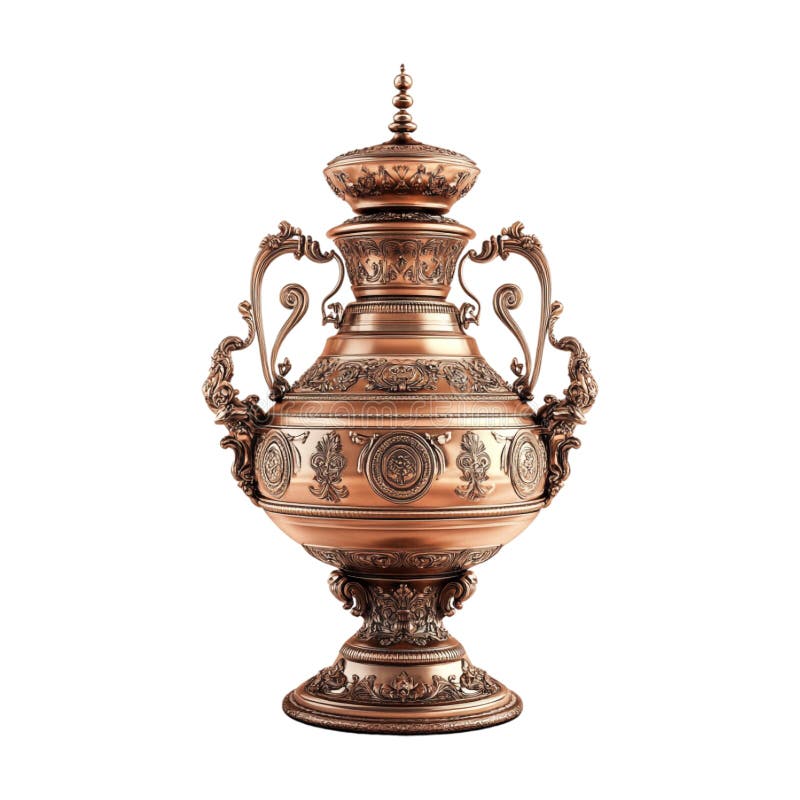 Large cast bronze brass copper Vase on Transparent Background - vector illustration.