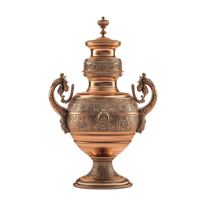 Large cast bronze brass copper Vase on Transparent Background - royalty free illustration.