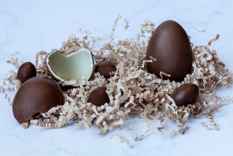 A Large Chocolate Egg, Fragments of a Chocolate Egg and Small Eggs