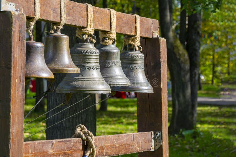 Large Church Bells Hanging Outside Installation To Familiarize 