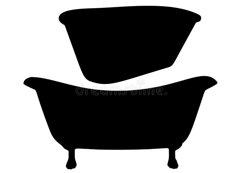 Large Clawfoot Bathtub and Trough. Stock Vector Illustration of