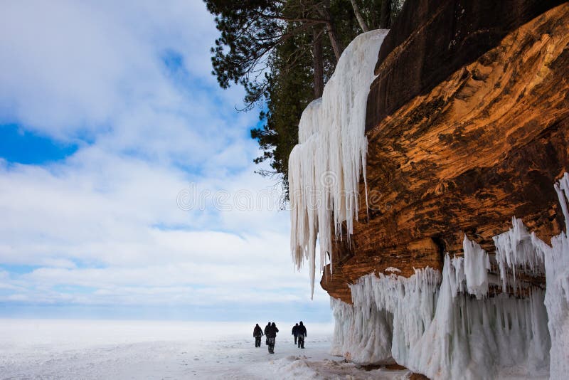 Large Cliff with Icicles and Copy Space stock photography Large Cliff with Icicles and Copy Space stock photography