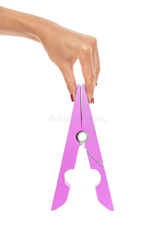 Large Clothes Pin in His Hand. Stock Image Image of isolated, laundry 82782325