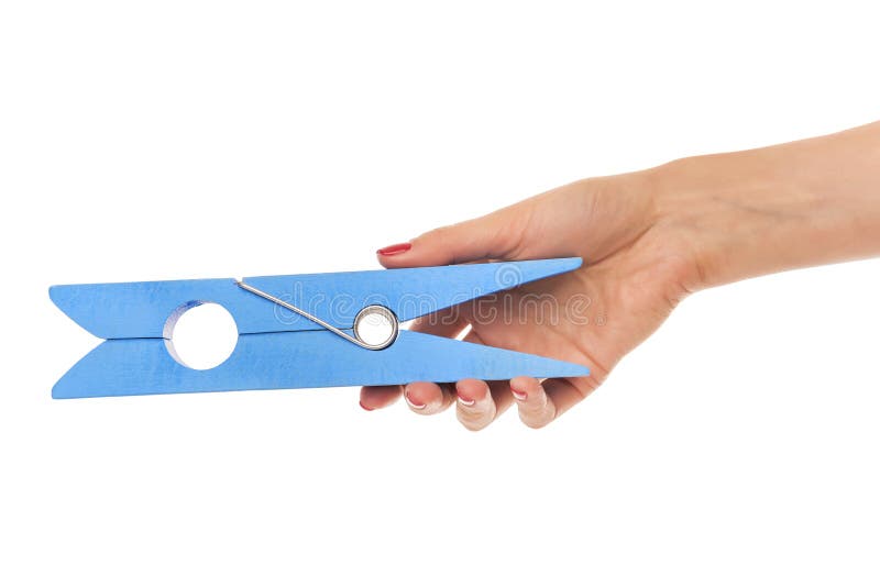 Large Clothes Pin in His Hand. Stock Image Image of white, clip 82782767