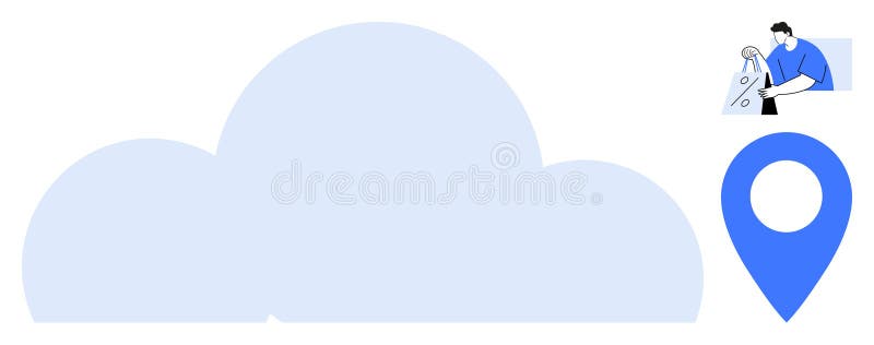 Cloud Storage Service with Digital Security Specialist and Location Marker for Online Data Management vector illustration