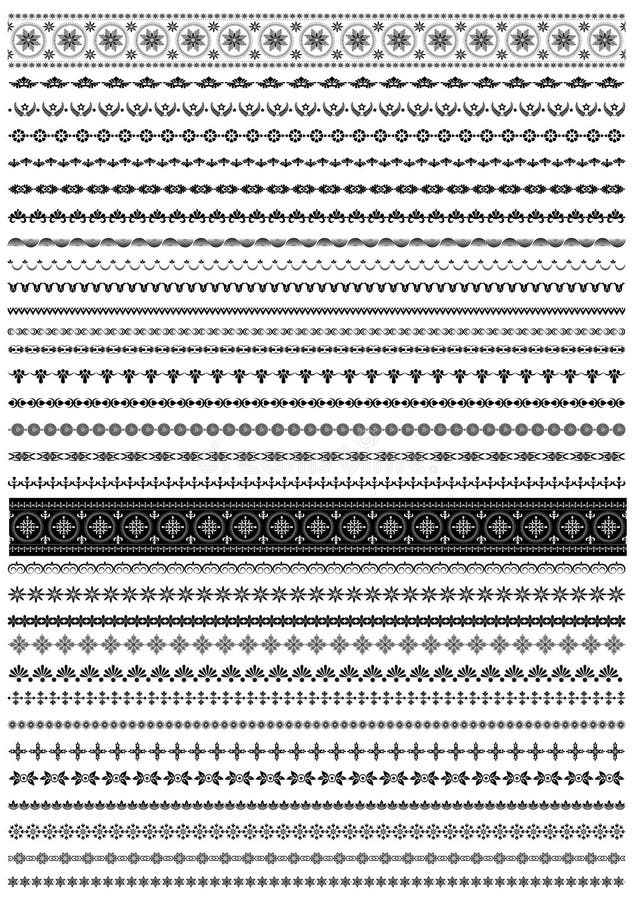 Collection White Flourishes Patterns Â on a Black Background Stock ...