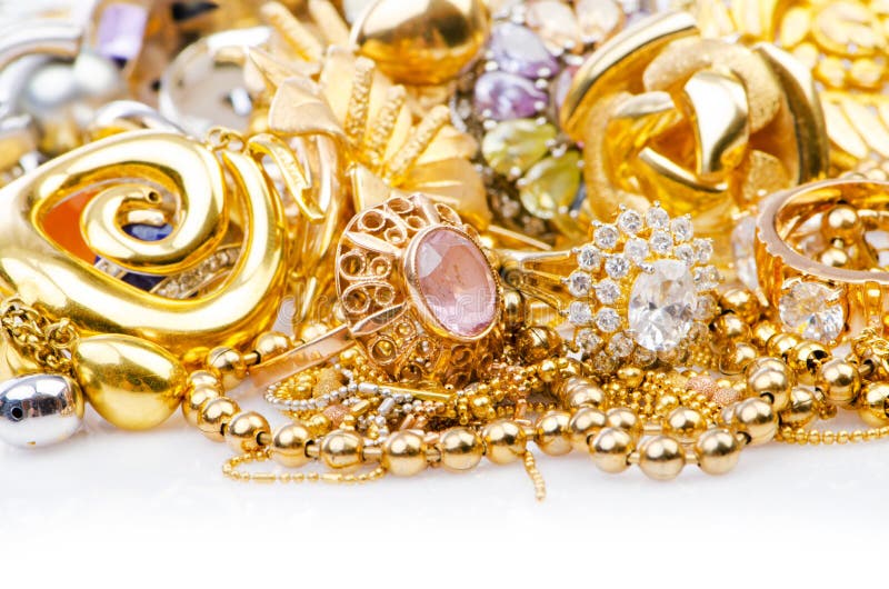 Large Collection of Gold Jewellery Stock Image Image of isolated