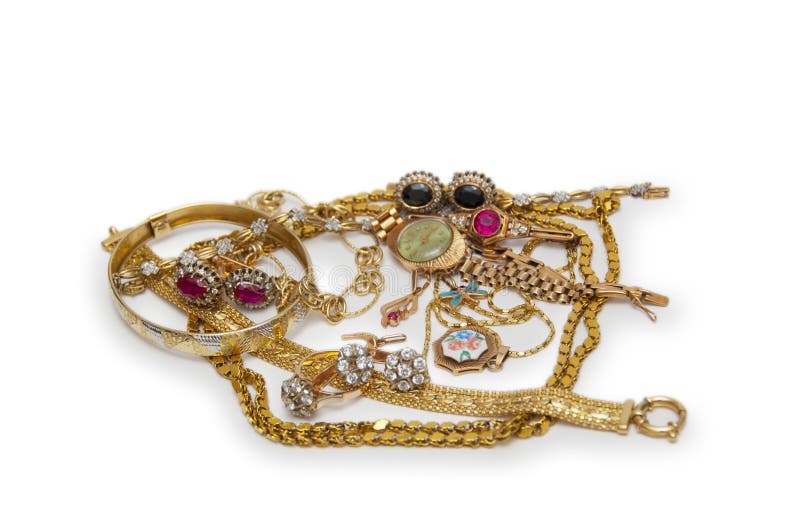 Large Collection of Gold Jewellery Stock Photo Image of earring, bead