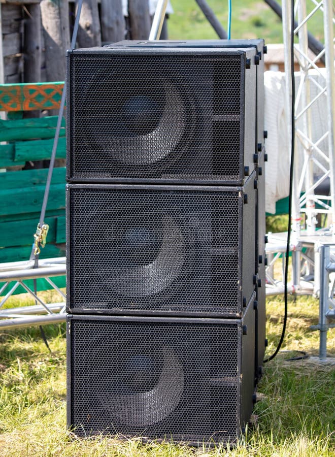 Large Concert Speakers in Nature. Stock Image Image of rock