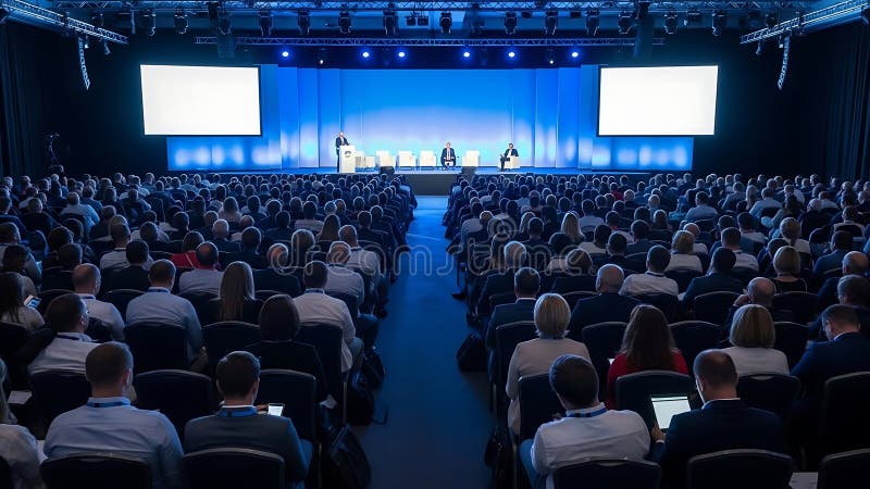 Large Conference Room with Audience and Speakers royalty free stock image