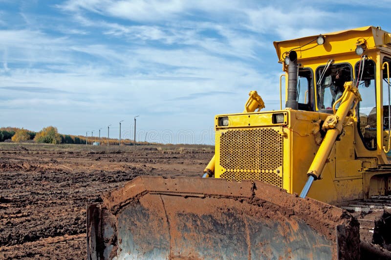 Large Construction Bulldozer at a Construction Site Stock Image Image