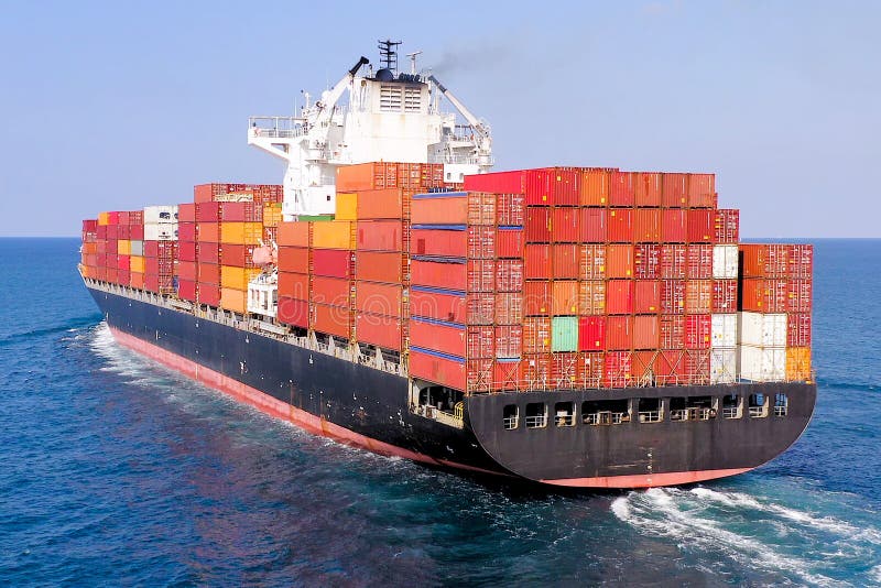 Large Container ship at Sea, Aerial image. stock photography