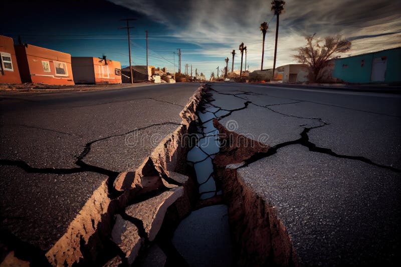 Large Cracks in Ground after Tremors Aftermath Earthquake Stock Illustration - Illustration of 
