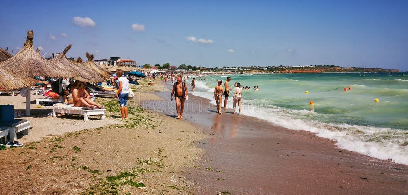 Large Crowd of People on the Vama Veche Beach, Romania Editorial Photography - Image of nature