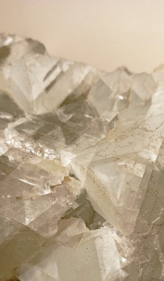 A large crystalline fluorite aggregate. stock photo
