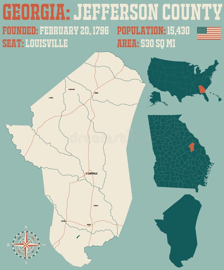 Map of Jefferson County in Stock Vector Illustration of seat