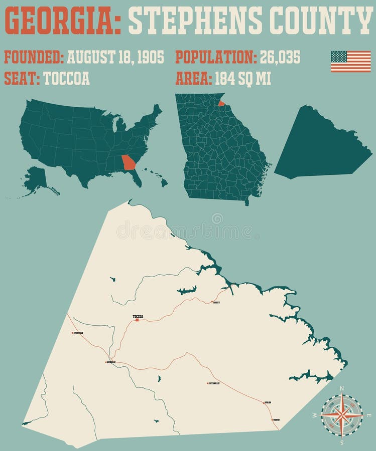 Map of Stephens in stock vector. Illustration of county 189325982