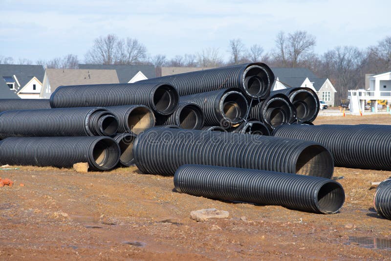 Large Diameter Plastic Pipes Made of Polypropylene Stock Photo Image