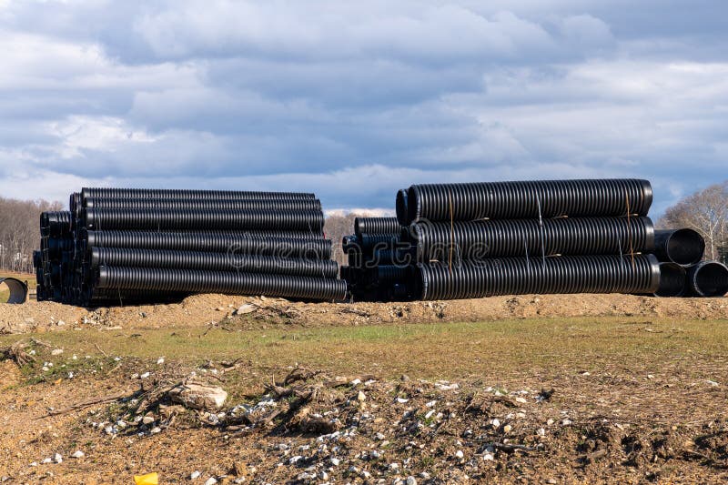 Large Diameter Plastic Sewer Pipes Stock Image Image of canalization
