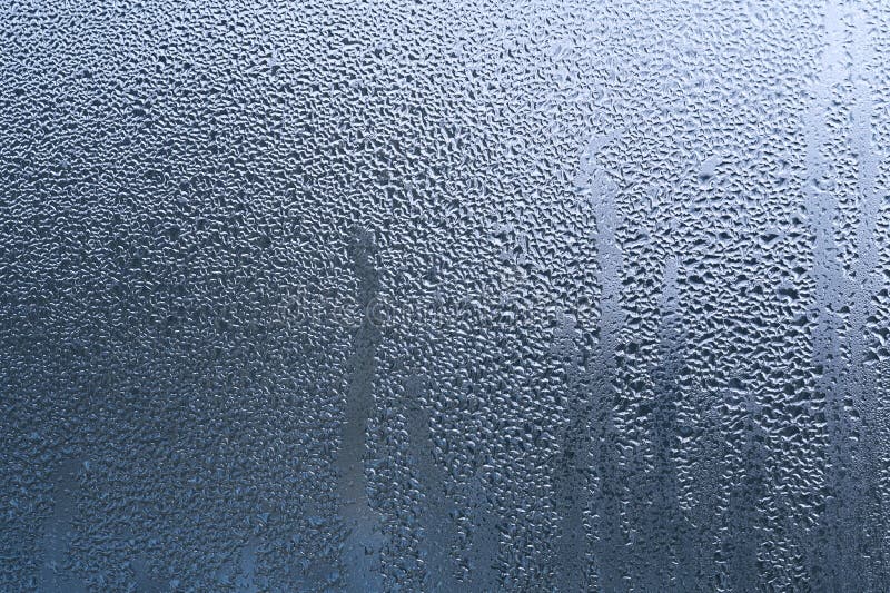 Large Drops of Water on the Glass. Condensate. Stock Image Image of