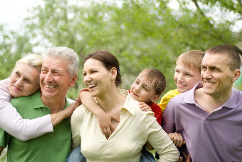 Large family in the summer park