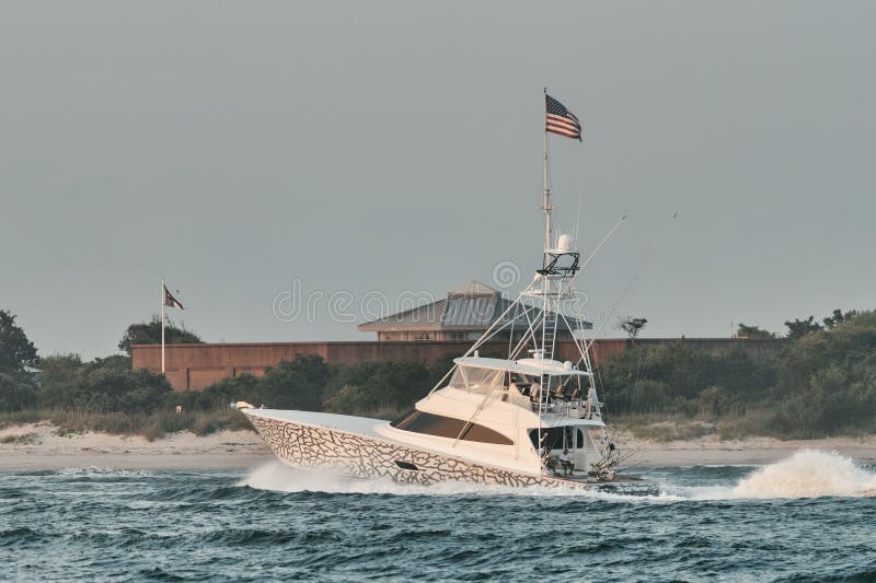 Large Fishing Vessel is Seen Navigating through the Choppy Waters of
