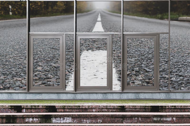 Large Glass Display Case with Three Opening Doors Stock Image Image