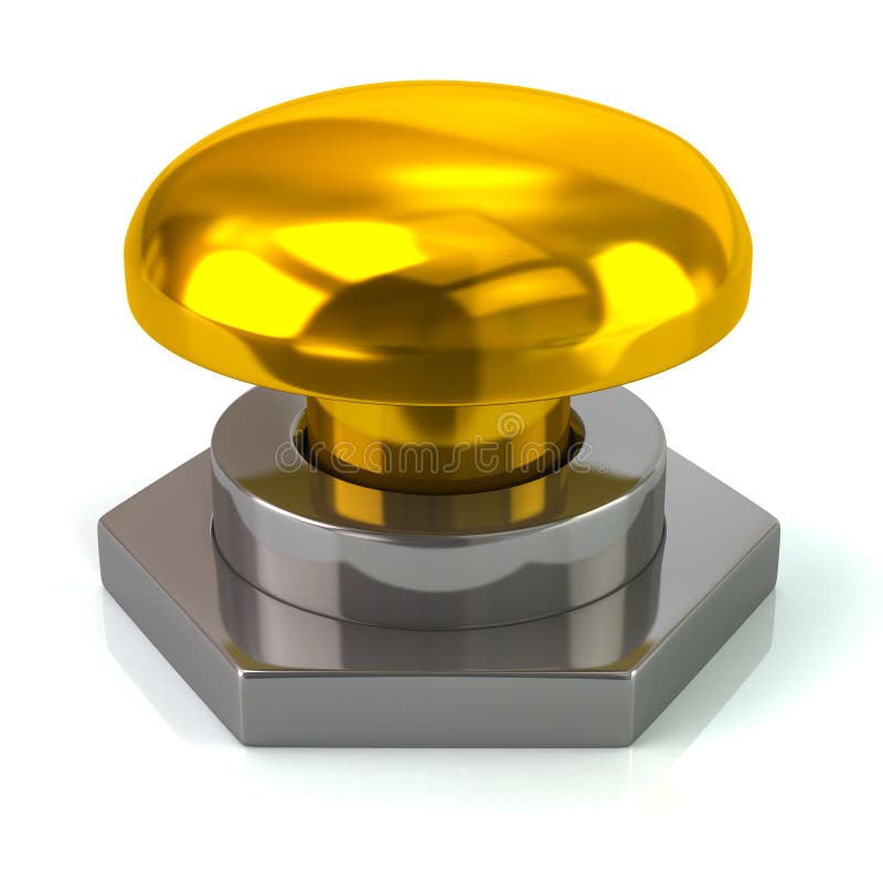 Large golden button 3d illustration royalty free illustration