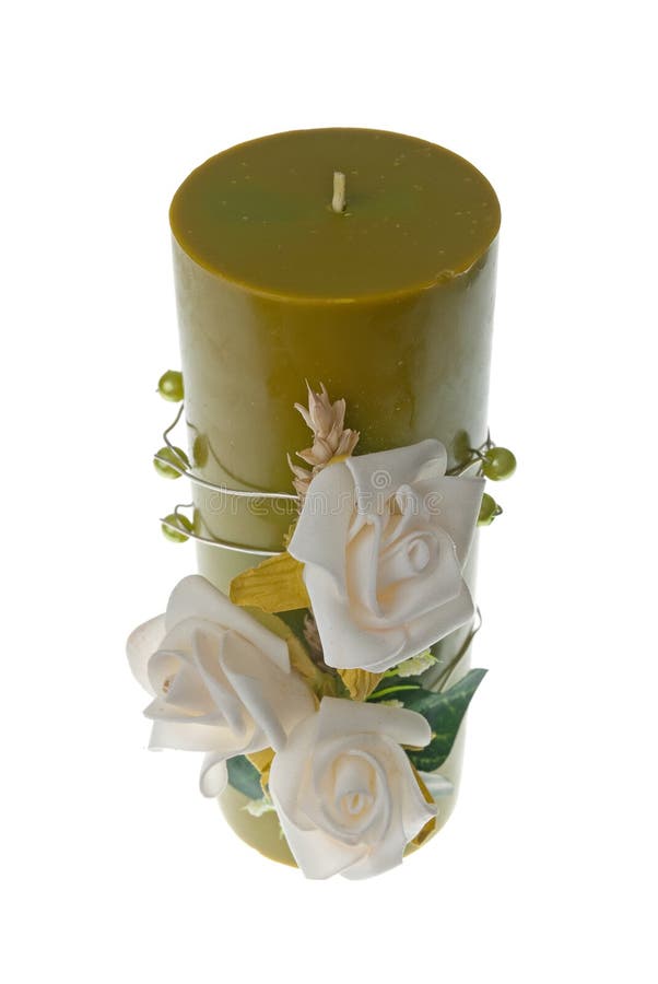 Large Green Candle with the Flower Stock Image Image of aromatherapy