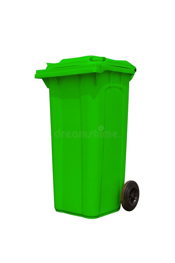 Large green trash can stock photo