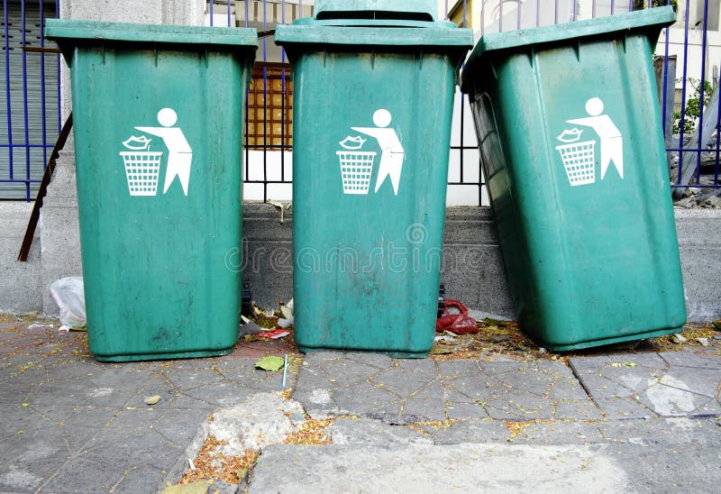 Large Green Wheelie Bins for General Waste Stock Image Image of green