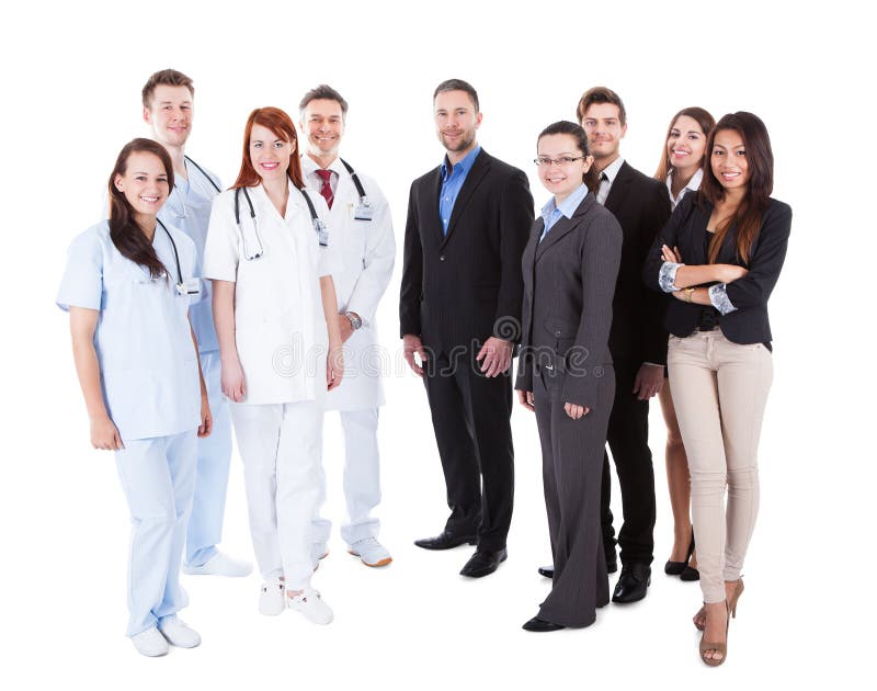Large ground of doctors and managers stock photos