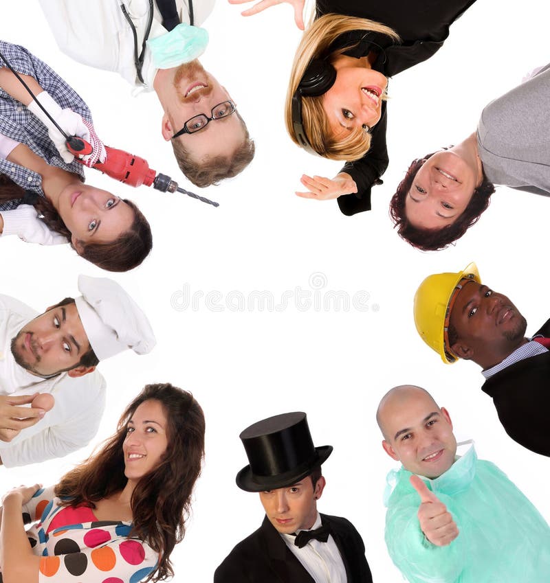 Large group of diversity workers people