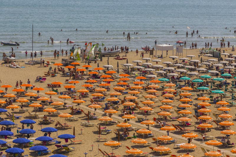 Large Group of Parasols at the Beach of Rimini Editorial Stock Photo ...