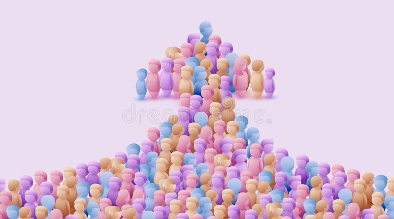 Large Group of People in the Shape of an Arrow. Business Concept Stock ...