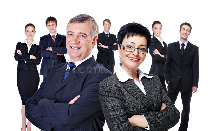 Large group of successful businesspeople, isolated on white. Full growth confident stock images, royalty-free photos and pictures