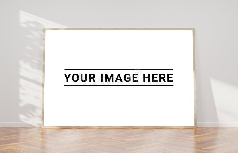 Large Horizontal Frame Leaning on a White Wall 3D Rendering Stock