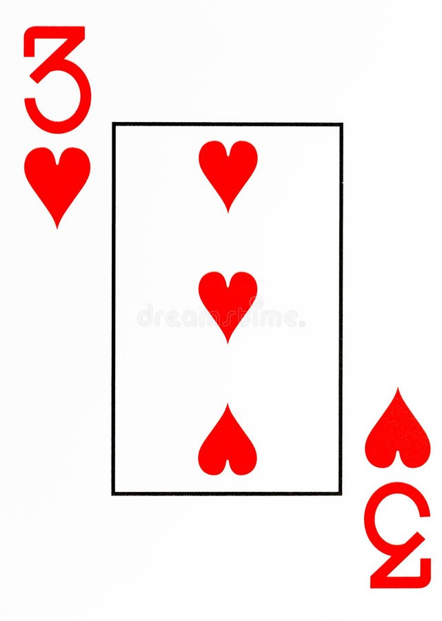 Large Index Playing Card 3 of Hearts American Deck Stock Image Image