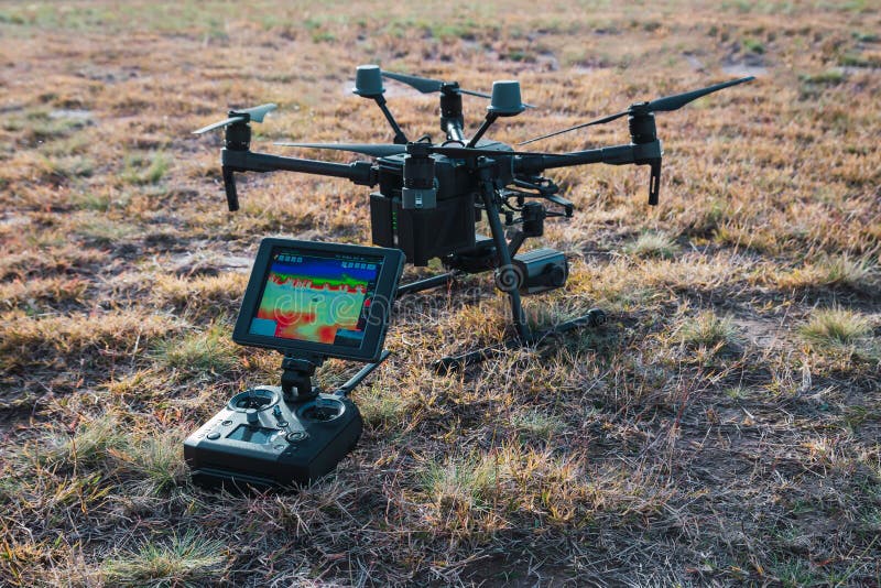 Large Industrial Drone with Thermal Camera Stock Image Image of