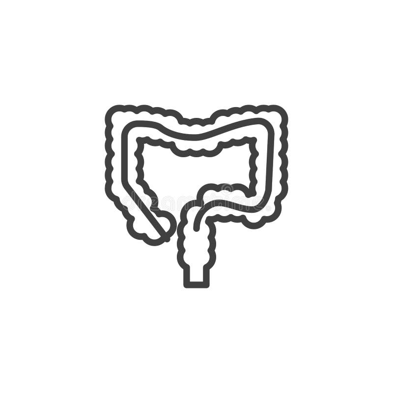 Large Intestine Pain Line Icon Stock Vector - Illustration of attack ...