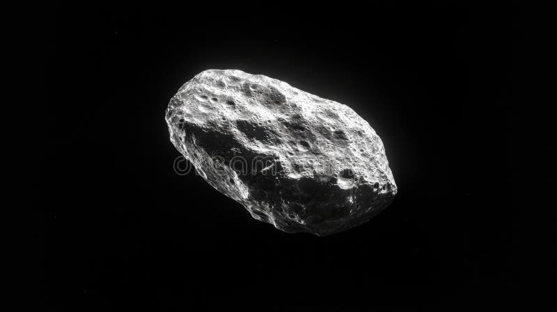A large, irregularly shaped asteroid with a rough surface and numerous craters. royalty free stock photos