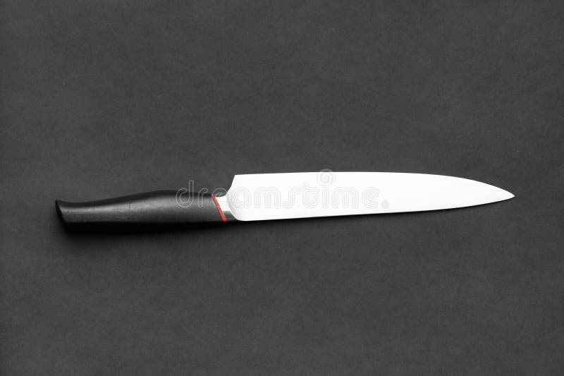 Large Kitchen Knife on a Black Background Stock Image Image of sharp