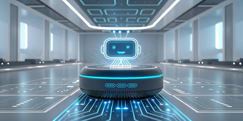 Large language model artificial intelligence optimization futuristic AI robot interface in high tech environment vector illustration