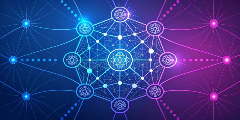 Large language model artificial intelligence optimization glowing artificial neural network with interconnected nodes and vibrant stock illustration